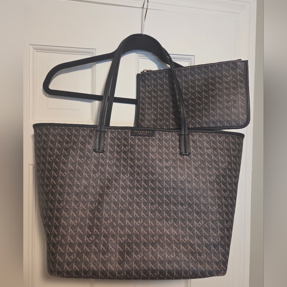 Tory Burch Handbags - Black and Brown Tory Burch Tote Bag with Pouch